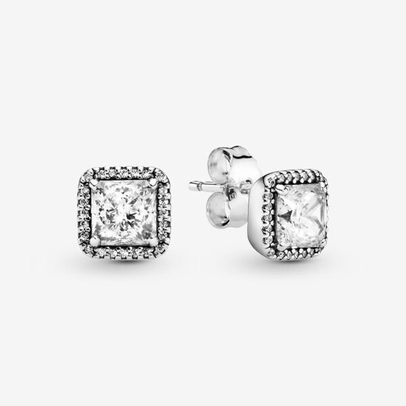 Pandora Jewelry - Pandora Silver Square Crystal Elegant earrings studs